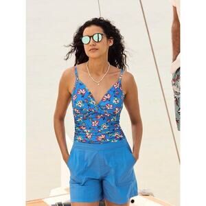 Weird Fish Azure Blue Deeley Ripstop 100% Cotton Outdoor Shorts Size 14 NEW~NWT